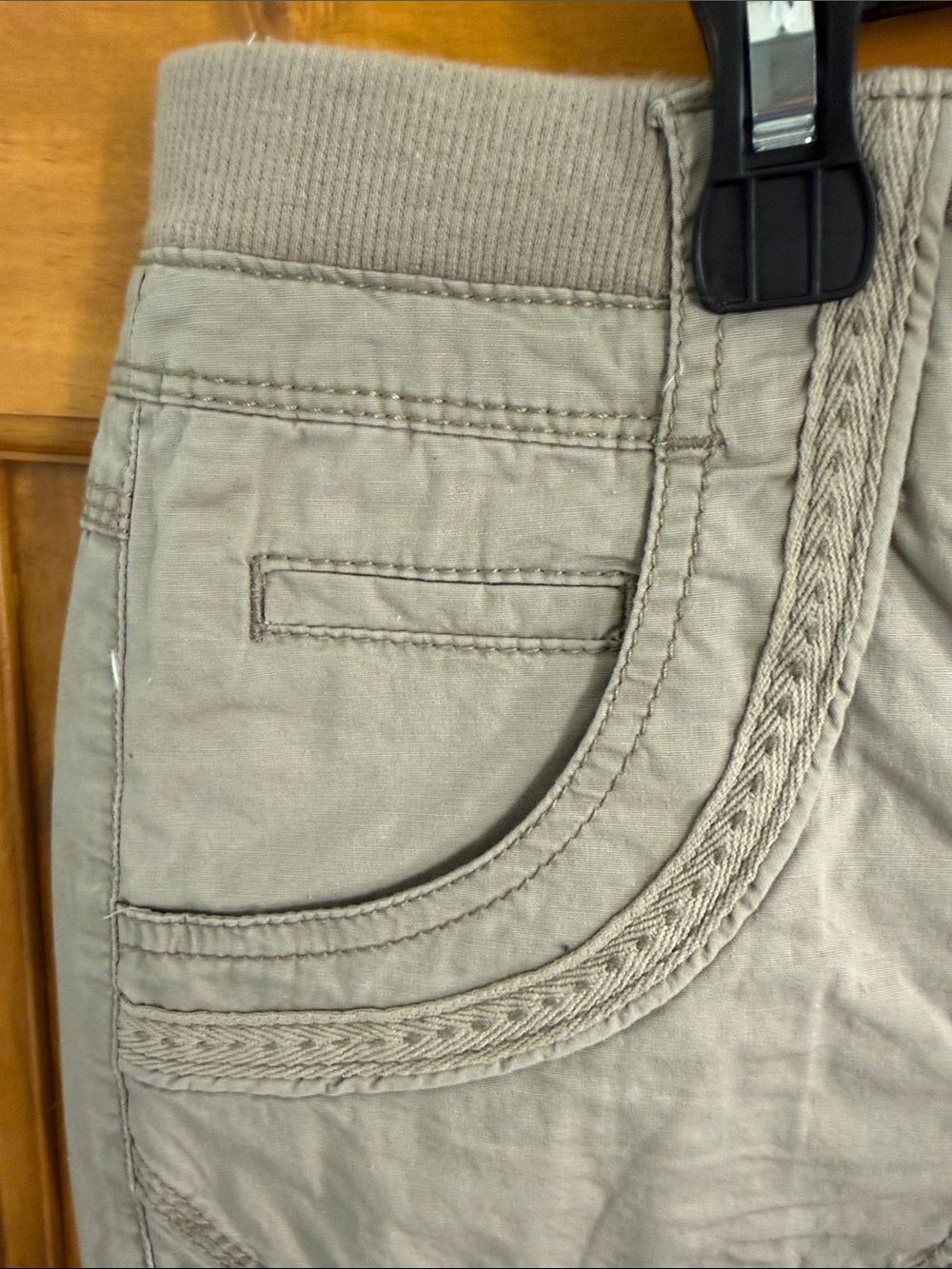 Khaki Bermuda Shorts with Turn-Cuff Hem - Picture 4 of 5